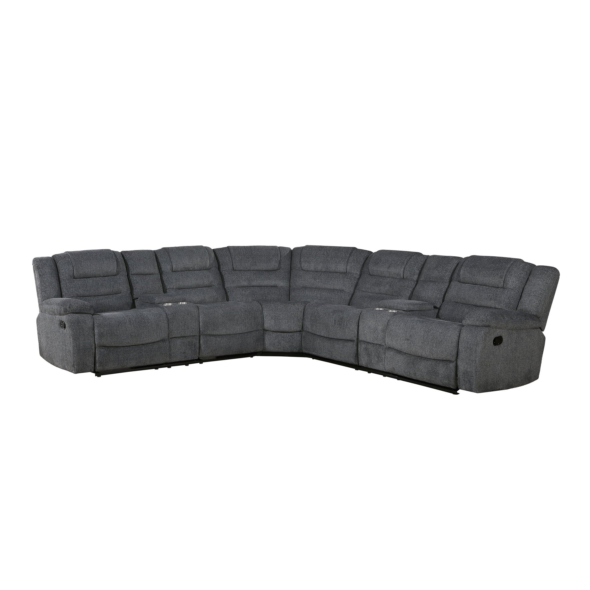 Redondo - 3 Piece Manual Sectional (2 Loveseats & Wedge) - Dark Gray - Stylish Home Furniture