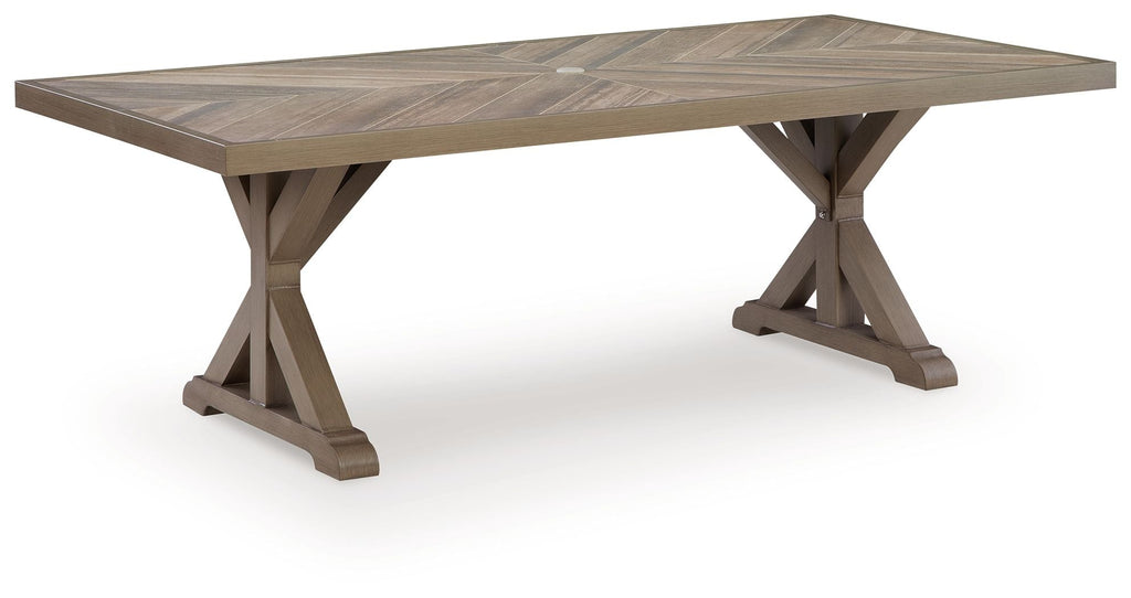 Laguna Heights - Rectangular Dining Table With Umbrella Option - Beige - Stylish Home Furniture