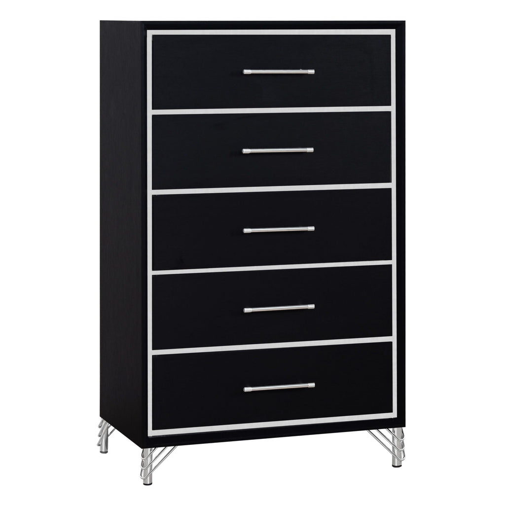 Ava - 5 Drawer Chest - Ebony - Stylish Home Furniture