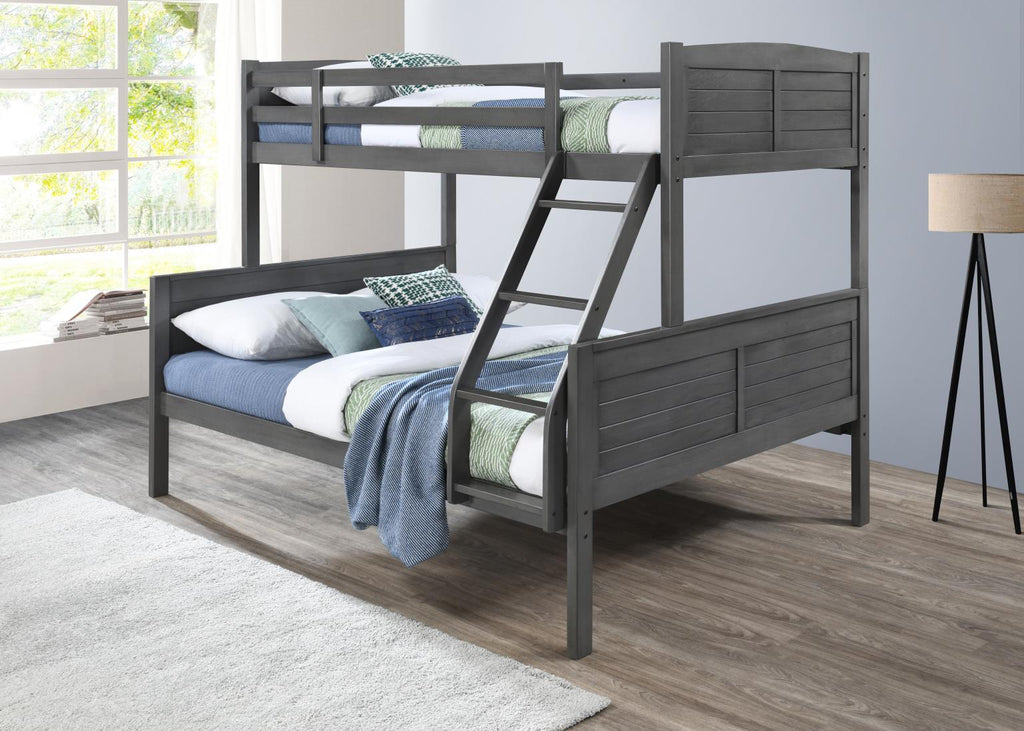 S093 - Twin / Full Bunk Bed - Antique Gray - Stylish Home Furniture