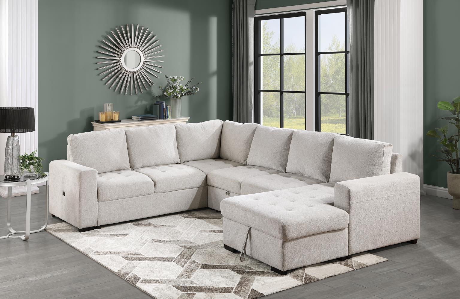 U278 - 3 Piece Sectional - Linen - Stylish Home Furniture