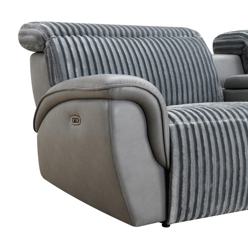 U13 - 6 Piece Gray Power Reclining Sectional With Power Headrest - Dark Gray - Stylish Home Furniture