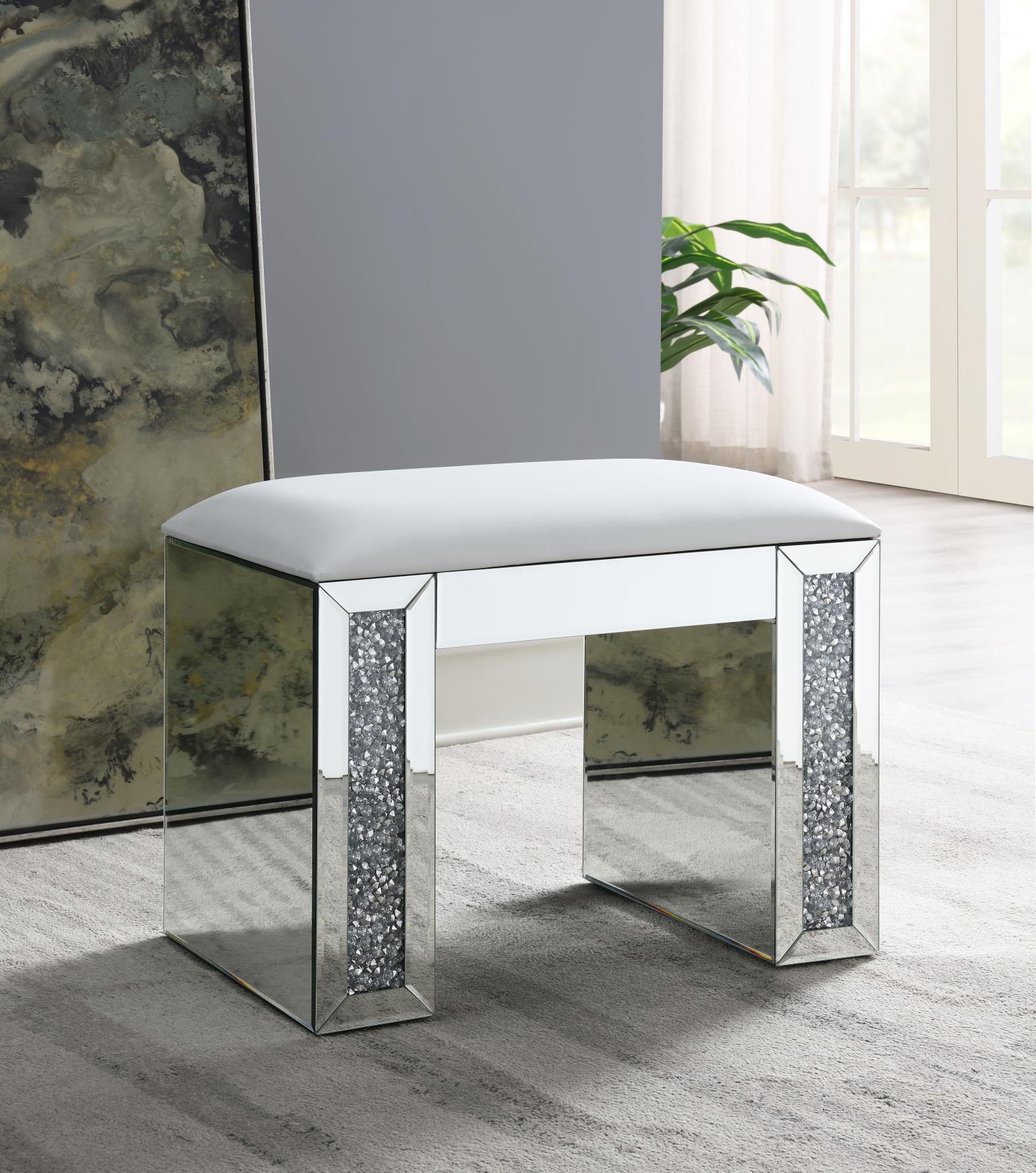 G-320 - Glamour Vanity Stool - Pearl Silver - Stylish Home Furniture