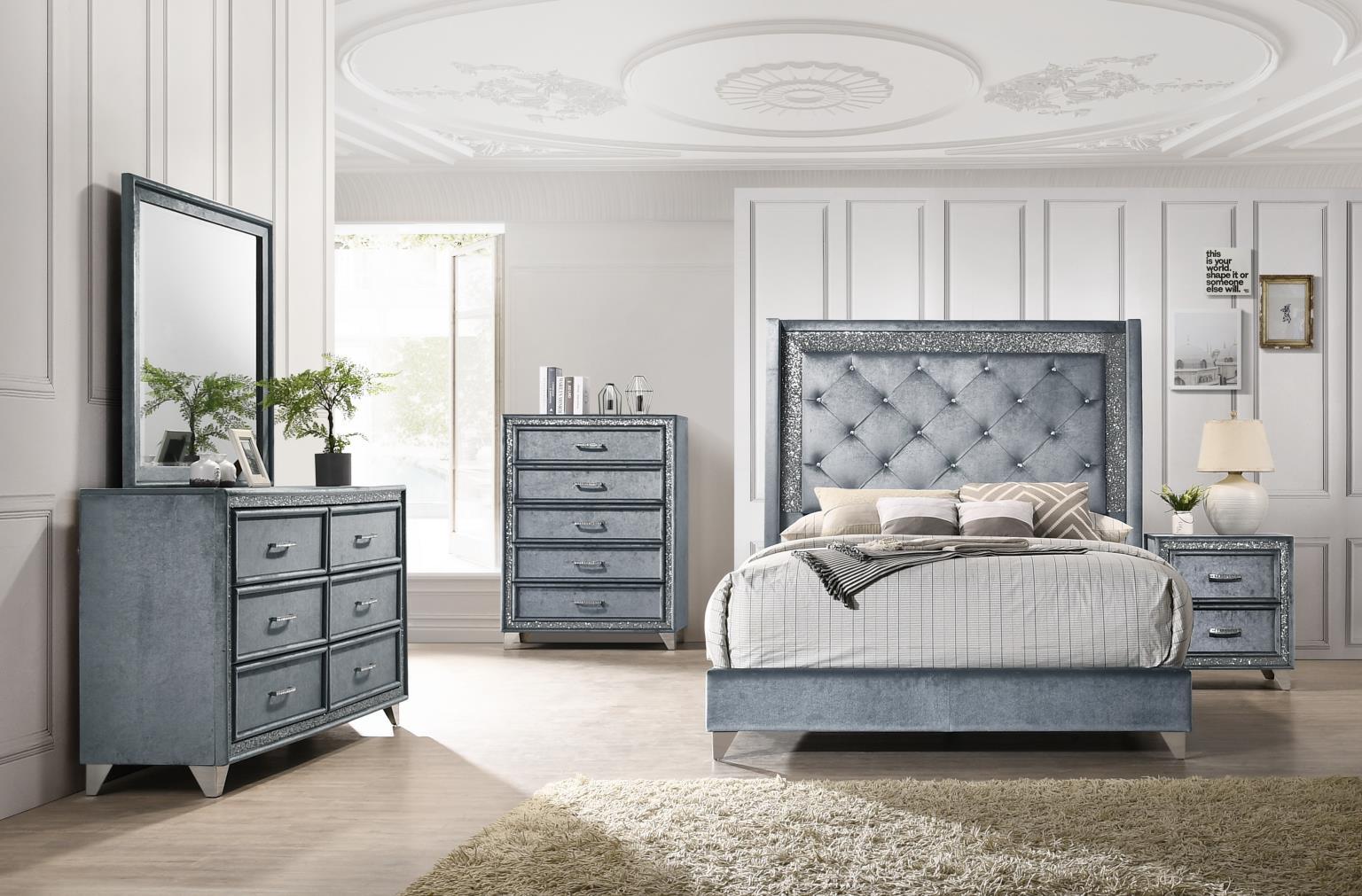 B280 - Velvet Dresser - Gray - Stylish Home Furniture