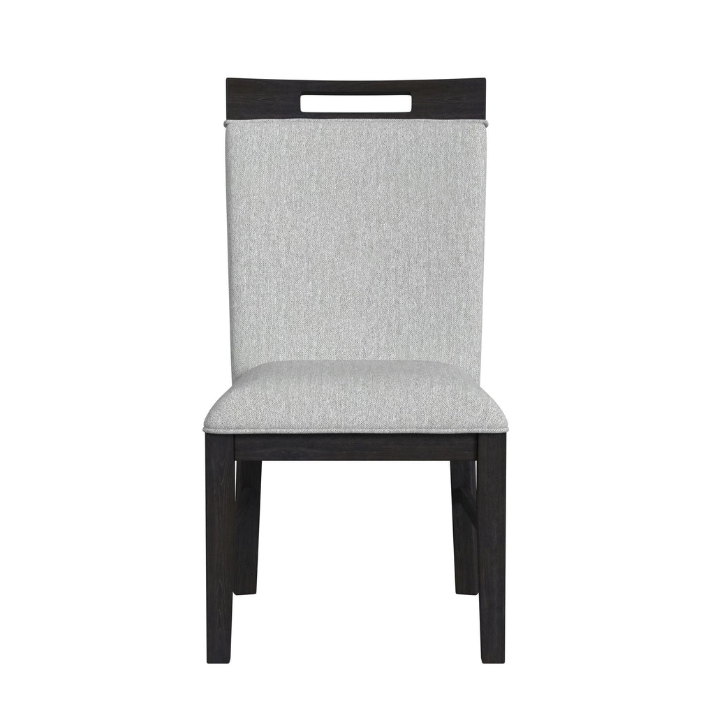 Transcend - Dining Side Chair With Fabric (Set of 2) - Charcoal And Light Gray - Stylish Home Furniture