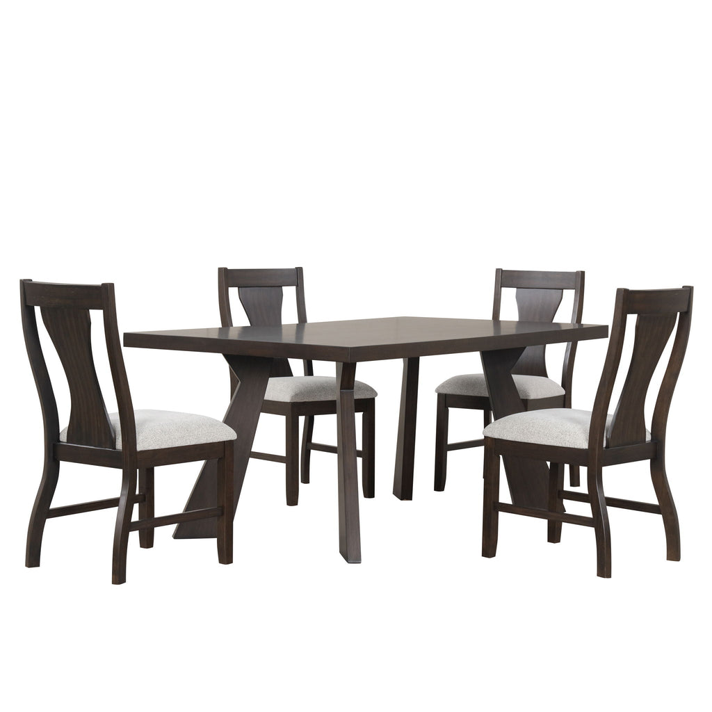 Chestnut Ridge - 5 Piece Dining Room Set (Round 72" Table & 4 Chairs) - Brown / Beige - Stylish Home Furniture