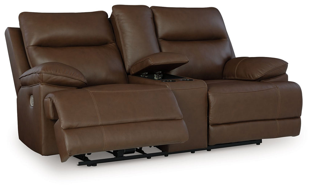 Vonryan - Power Reclining Loveseat With Console / Adj Headrest - Tobacco - Stylish Home Furniture
