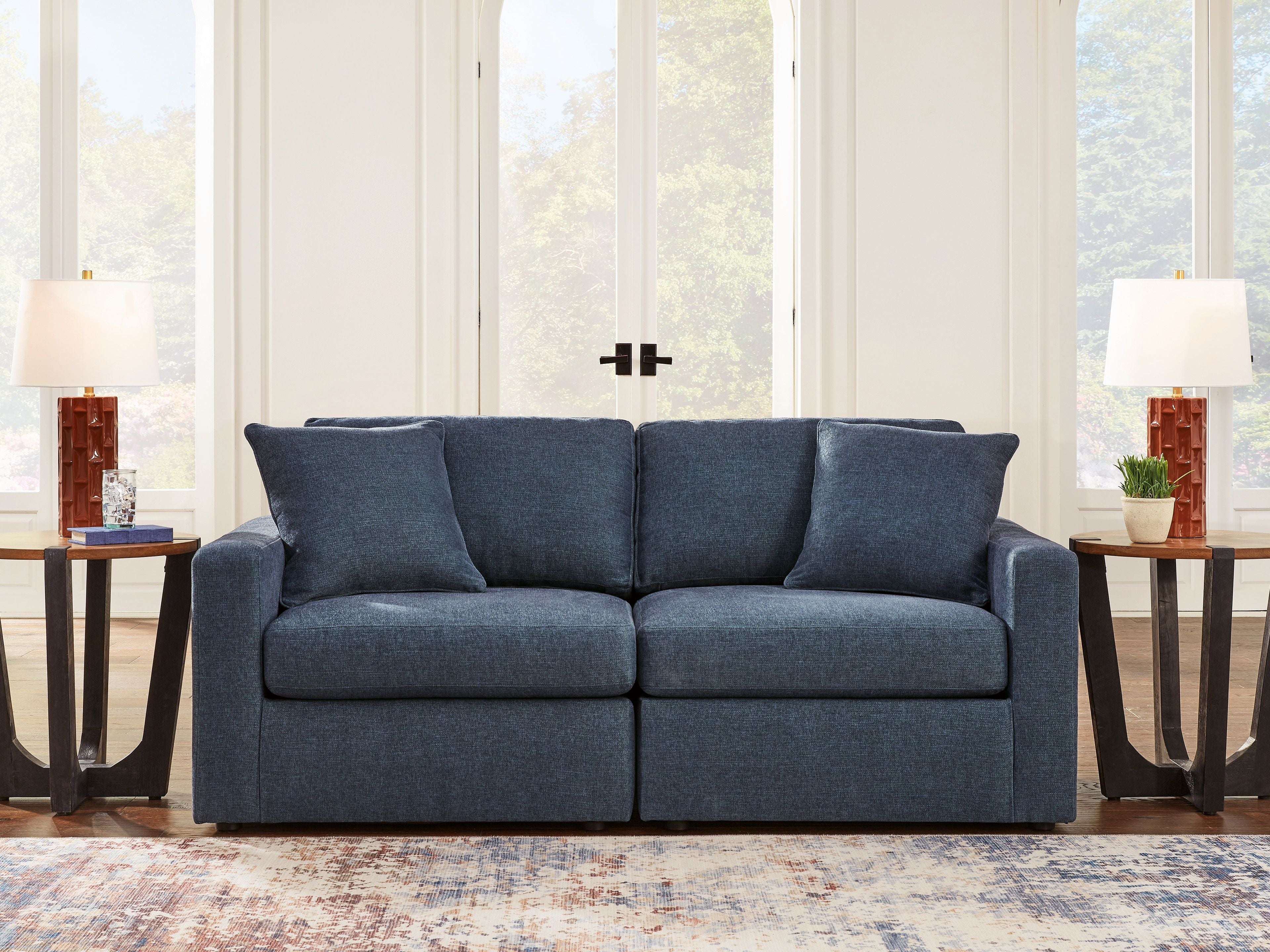 Modmax - 2-Piece Sectional Loveseat - Fabric - Ink - Stylish Home Furniture