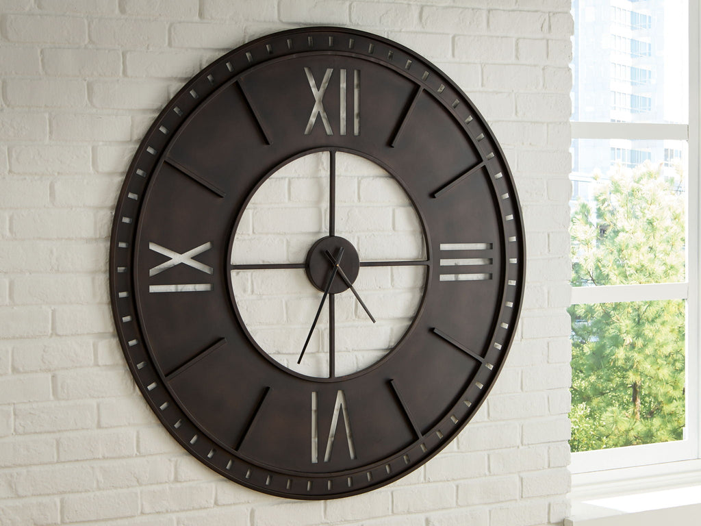 Lytle - Wall Clock - Antique Brown - Stylish Home Furniture