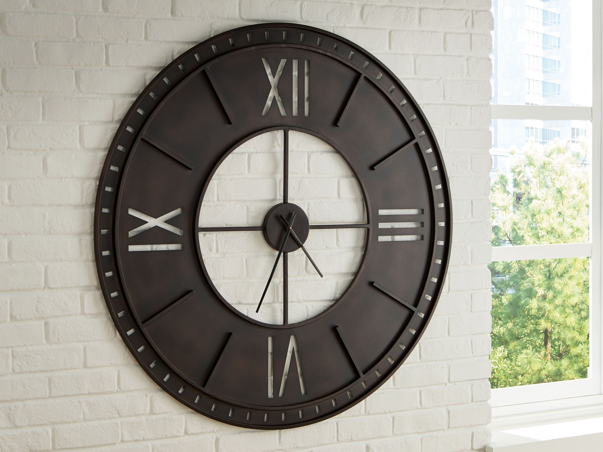 Lytle - Wall Clock - Antique Brown - Stylish Home Furniture