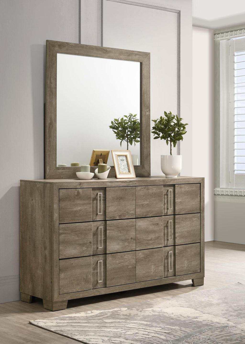 B348 - Mirror - Weather Oak - Stylish Home Furniture