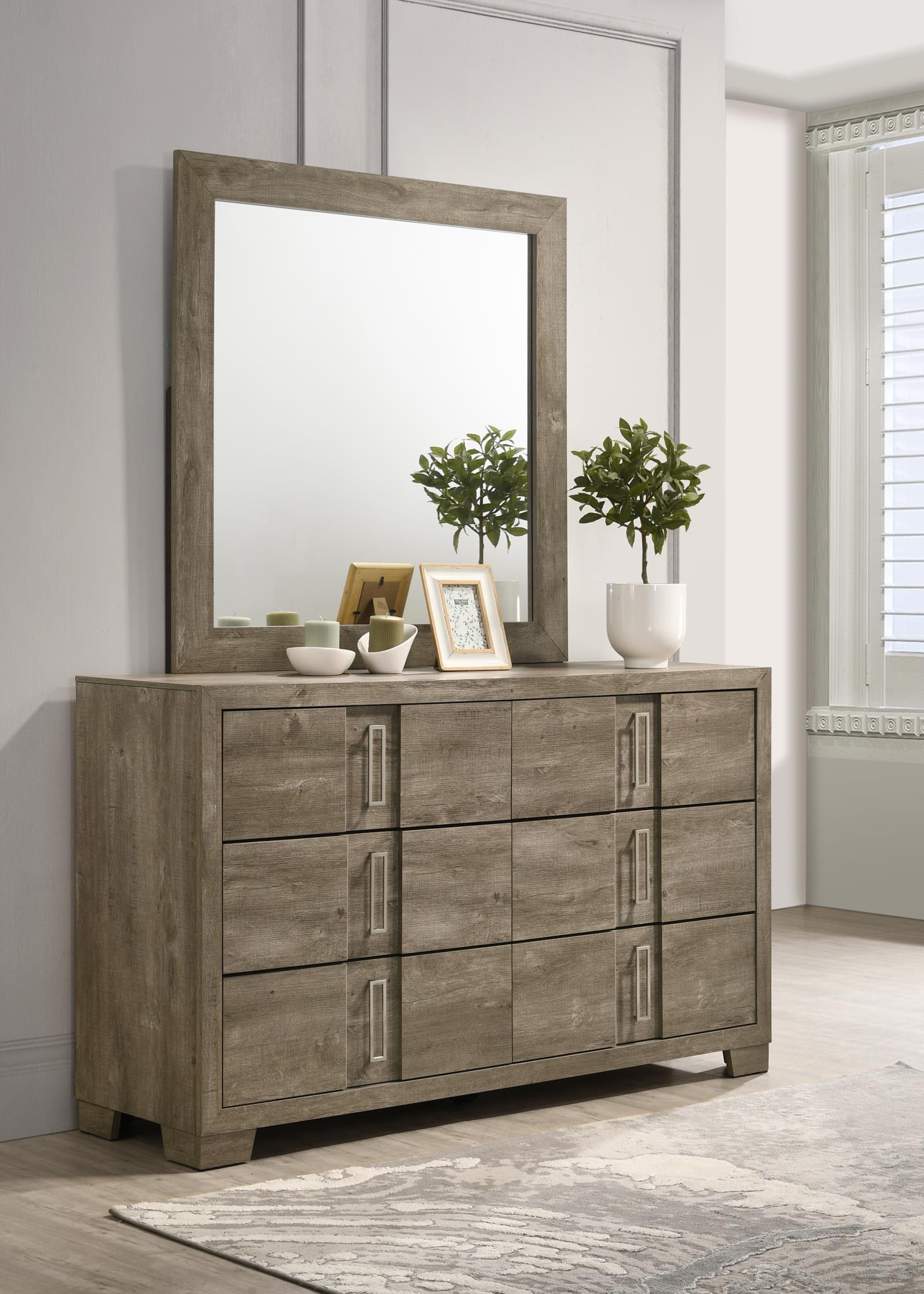 B348 - Mirror - Weather Oak - Stylish Home Furniture