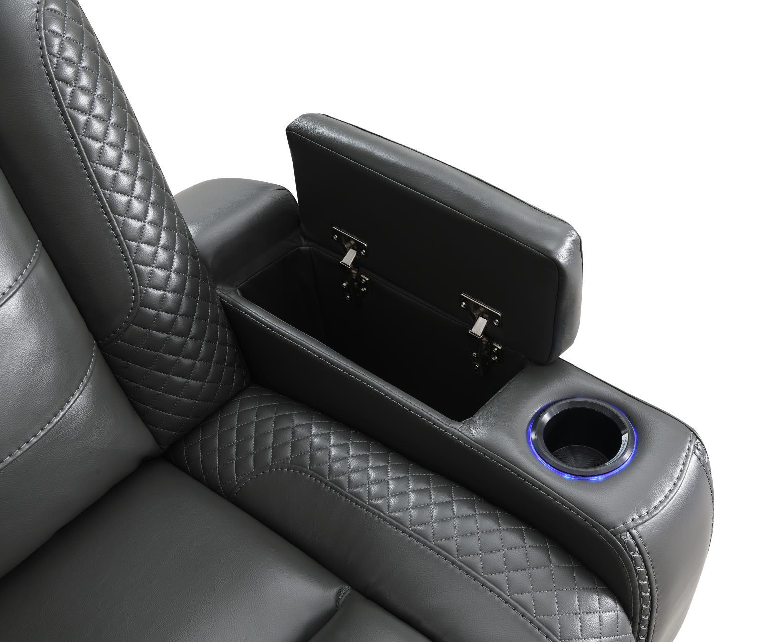 U93 - LED Power Reclining With Power Headrest Chair - Gray - Stylish Home Furniture