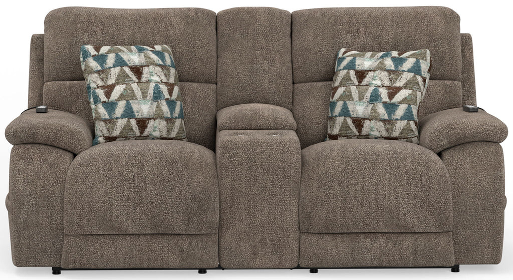 Joya - Power Headrest Power Lay Flat Reclining Console Loveseat With CR3 Heat/Massage/Lumbar/ZG - Stylish Home Furniture
