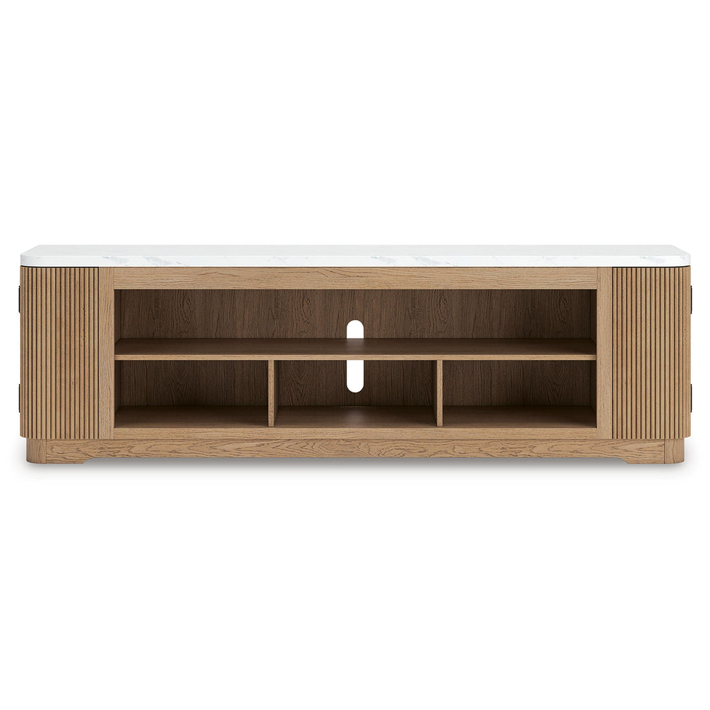 Camdill - XL TV Stand With Fireplace Option - Light Brown - Stylish Home Furniture
