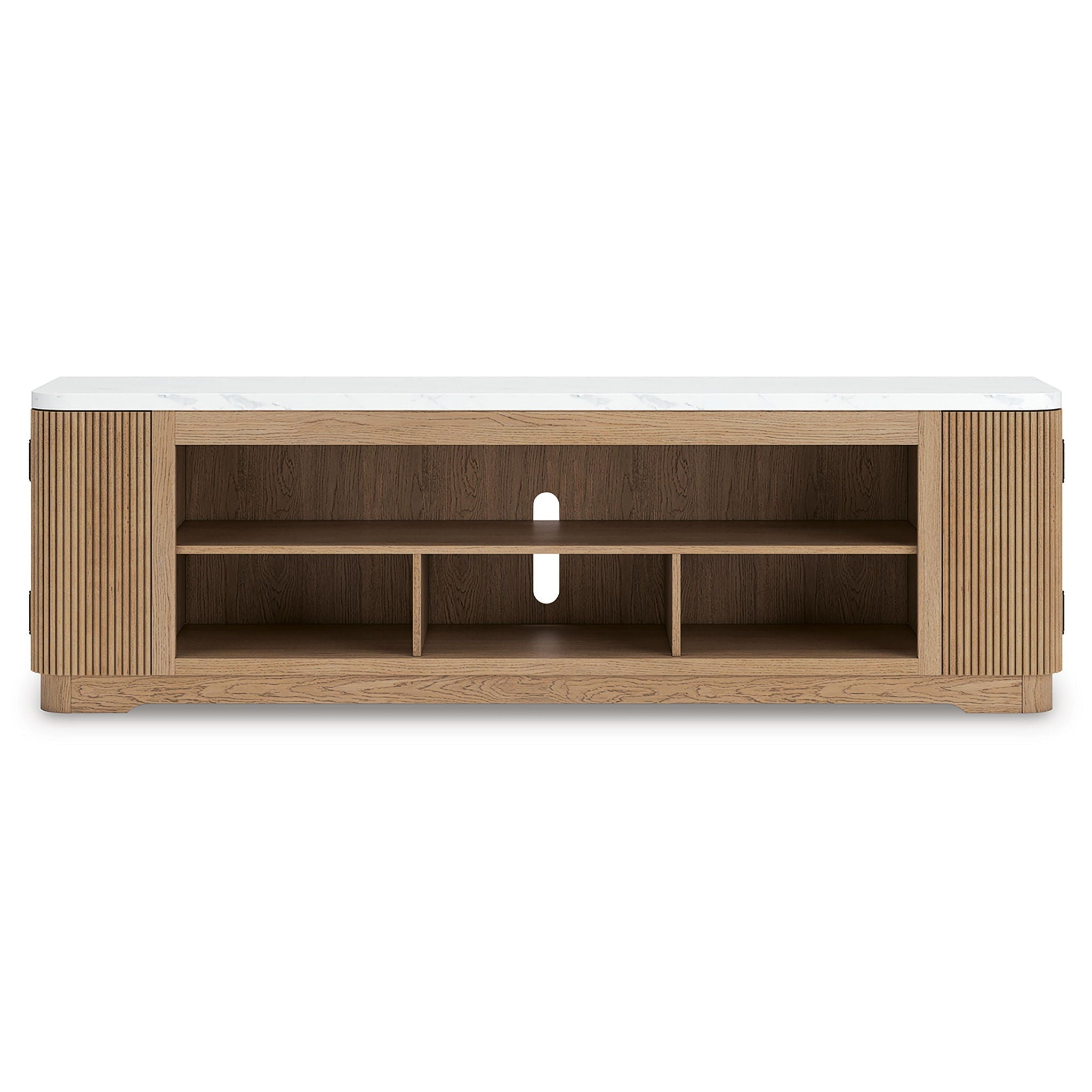 Camdill - XL TV Stand With Fireplace Option - Light Brown - Stylish Home Furniture