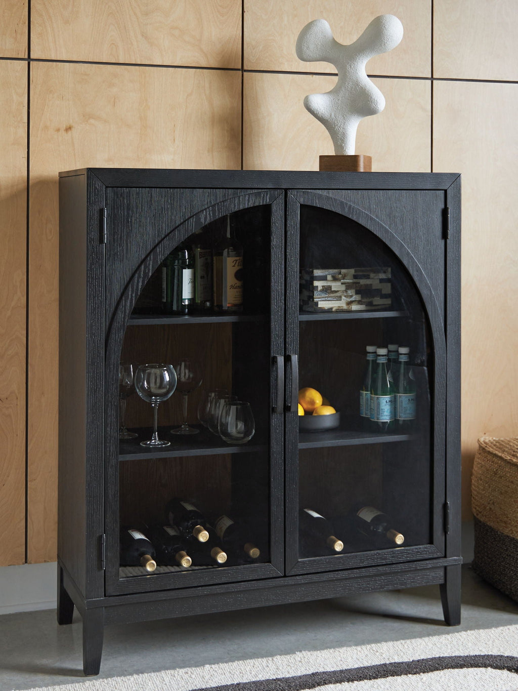 Armenleigh - Bar Cabinet - Black / Brown - Stylish Home Furniture