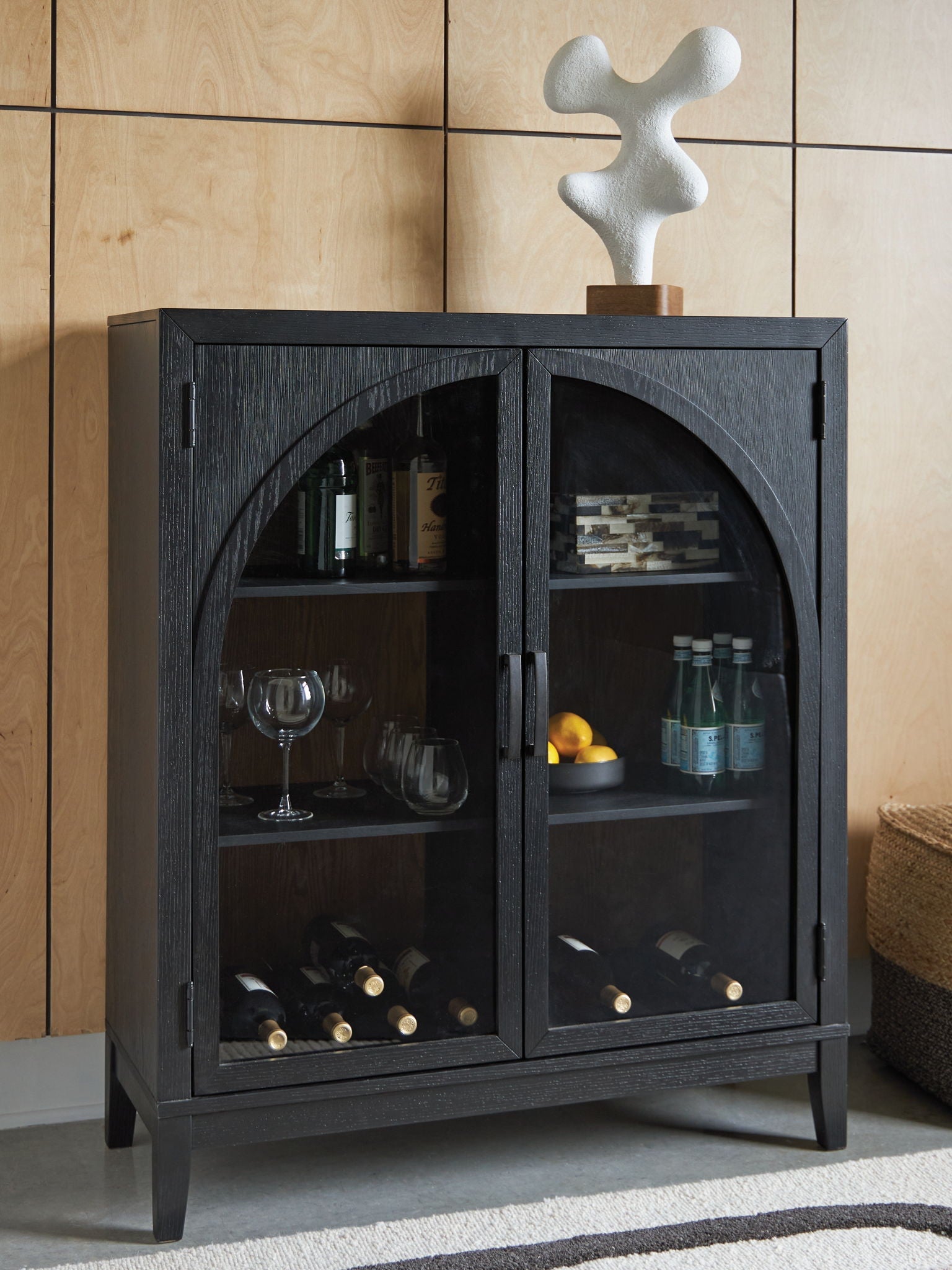 Armenleigh - Bar Cabinet - Black / Brown - Stylish Home Furniture
