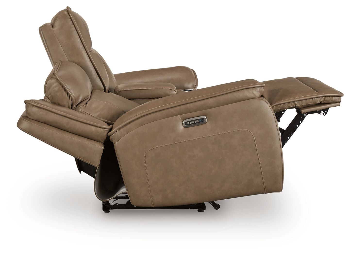 Glencroft - Power Reclining Loveseat With Console / Adjustable Headrest - Sahara - Stylish Home Furniture