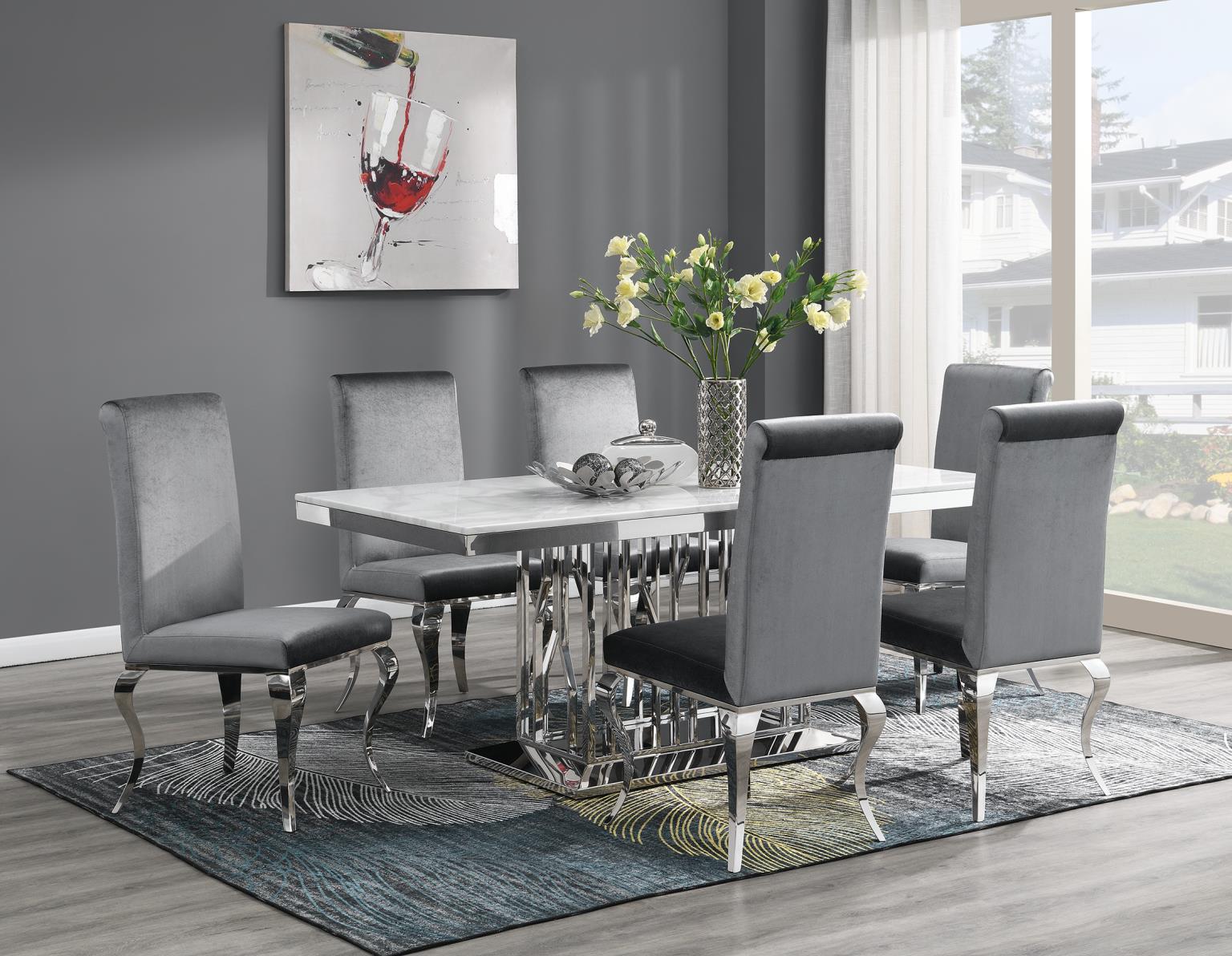G-081-T-WHITE - Marble Dining Table - White - Stylish Home Furniture