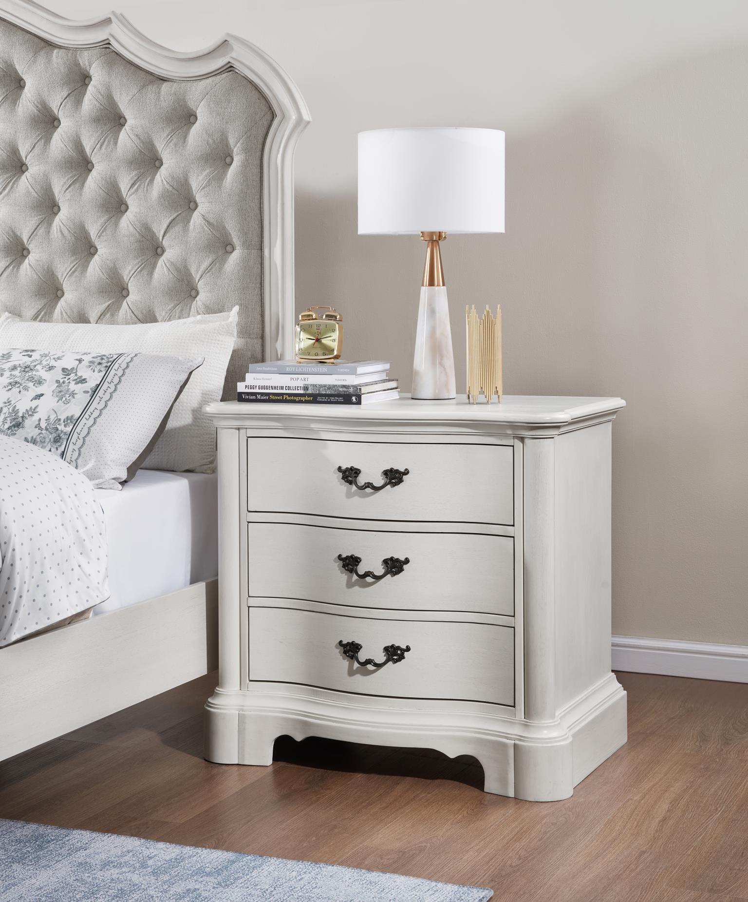 B072 - Nightstand - Antique White - Stylish Home Furniture