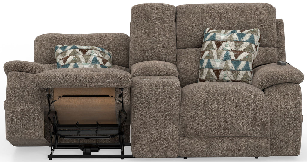 Joya - Power Headrest Power Lay Flat Reclining Console Loveseat With CR3 Heat/Massage/Lumbar/ZG - Stylish Home Furniture