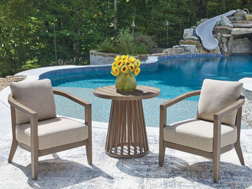 Joy Lagoon - Outdoor Chairs With Cushions/Table (Set of 3) - Beige - Stylish Home Furniture