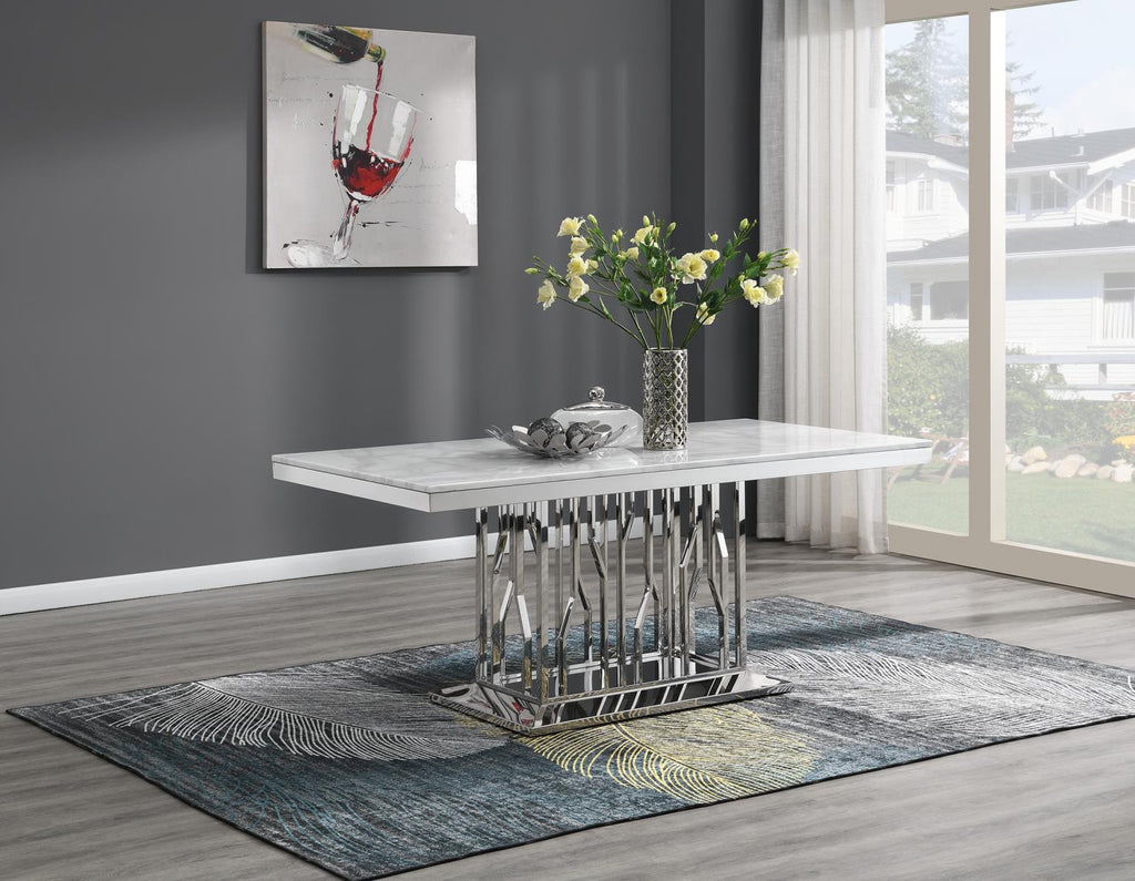 G-081-T-WHITE - Marble Dining Table - White - Stylish Home Furniture
