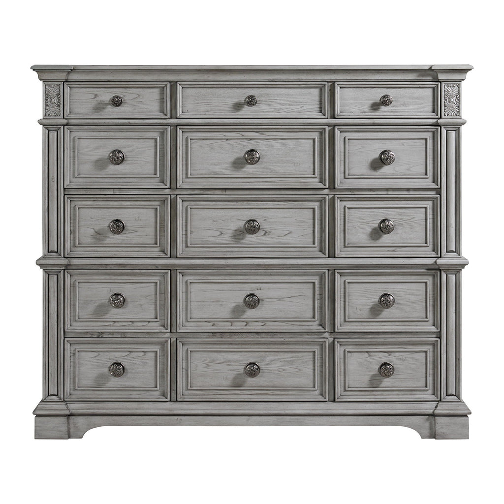 Glenmore - 15-Drawer Mansion Chest - Aged Gray - Stylish Home Furniture