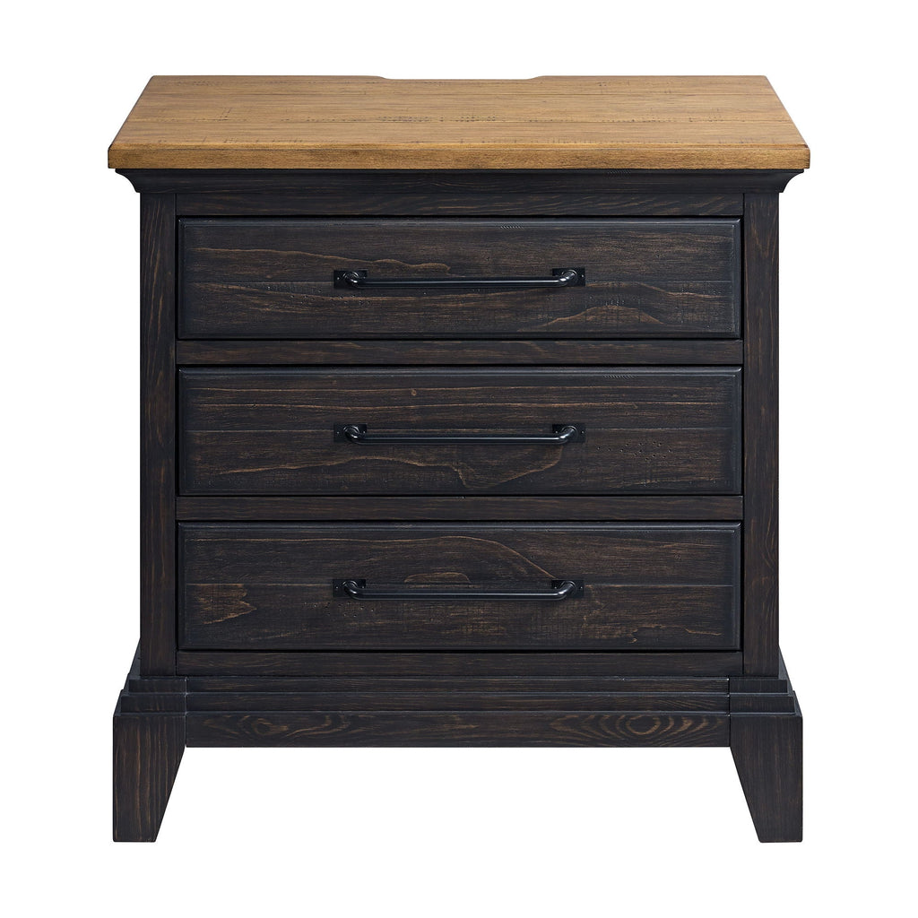 Montrose - Nightstand With Charger & Sensor Light - Espresso & Brown - Stylish Home Furniture