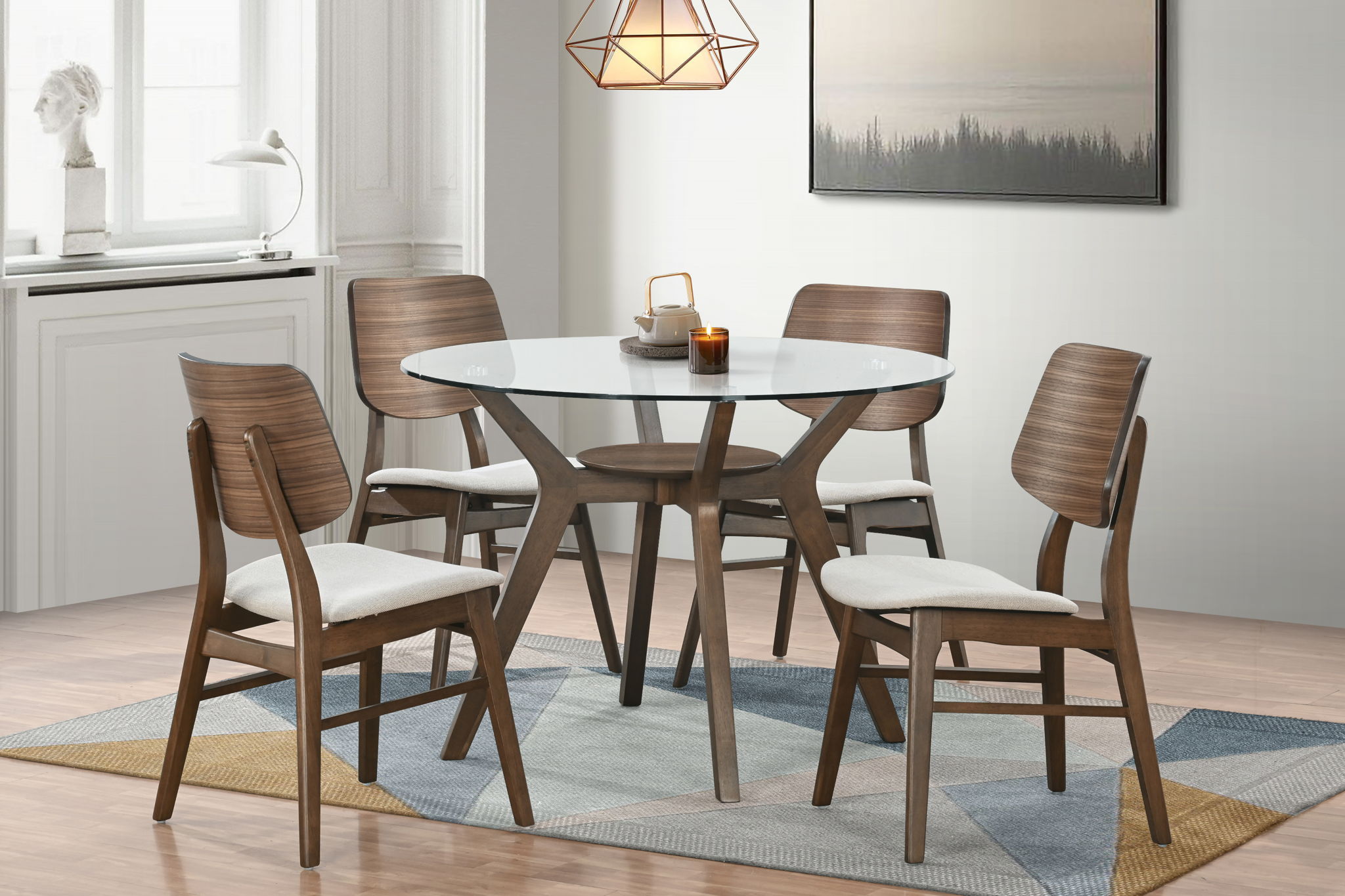 Oscar - Round Glass Dining Table Set - Stylish Home Furniture