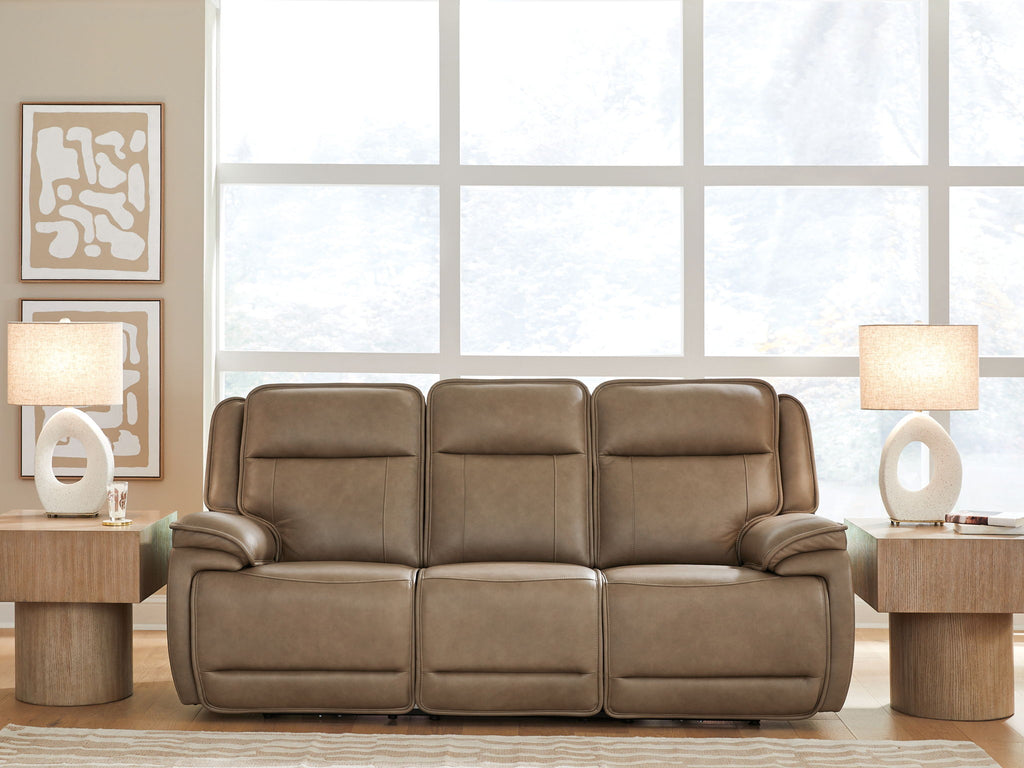 Glencroft - Power Reclining Sofa With Adjustable Headrest - Sahara - Stylish Home Furniture