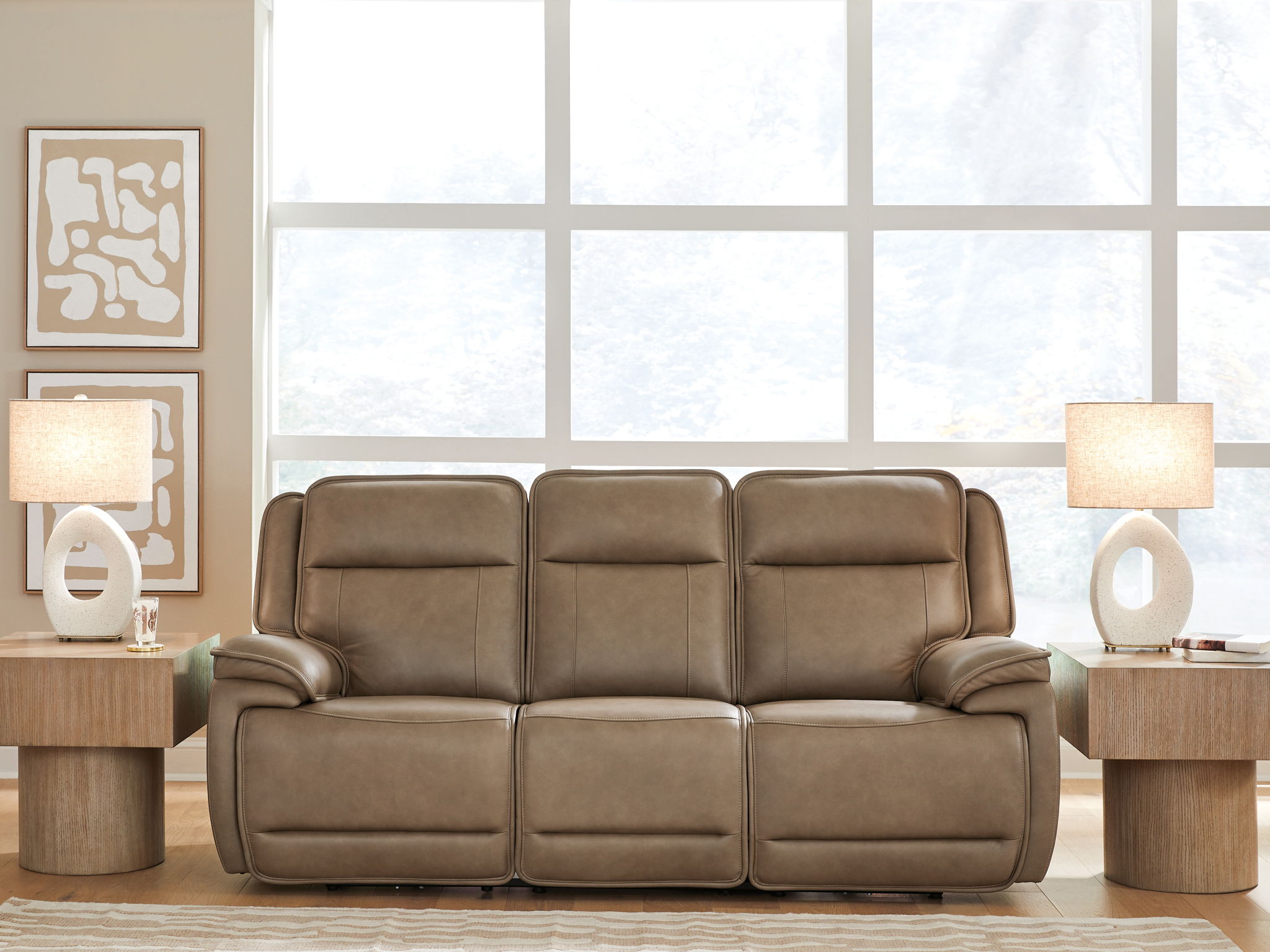 Glencroft - Power Reclining Sofa With Adjustable Headrest - Sahara - Stylish Home Furniture