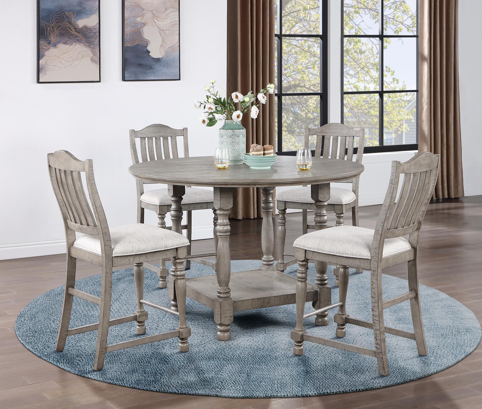 D114 - Round Counter Height Table - Gray - Stylish Home Furniture