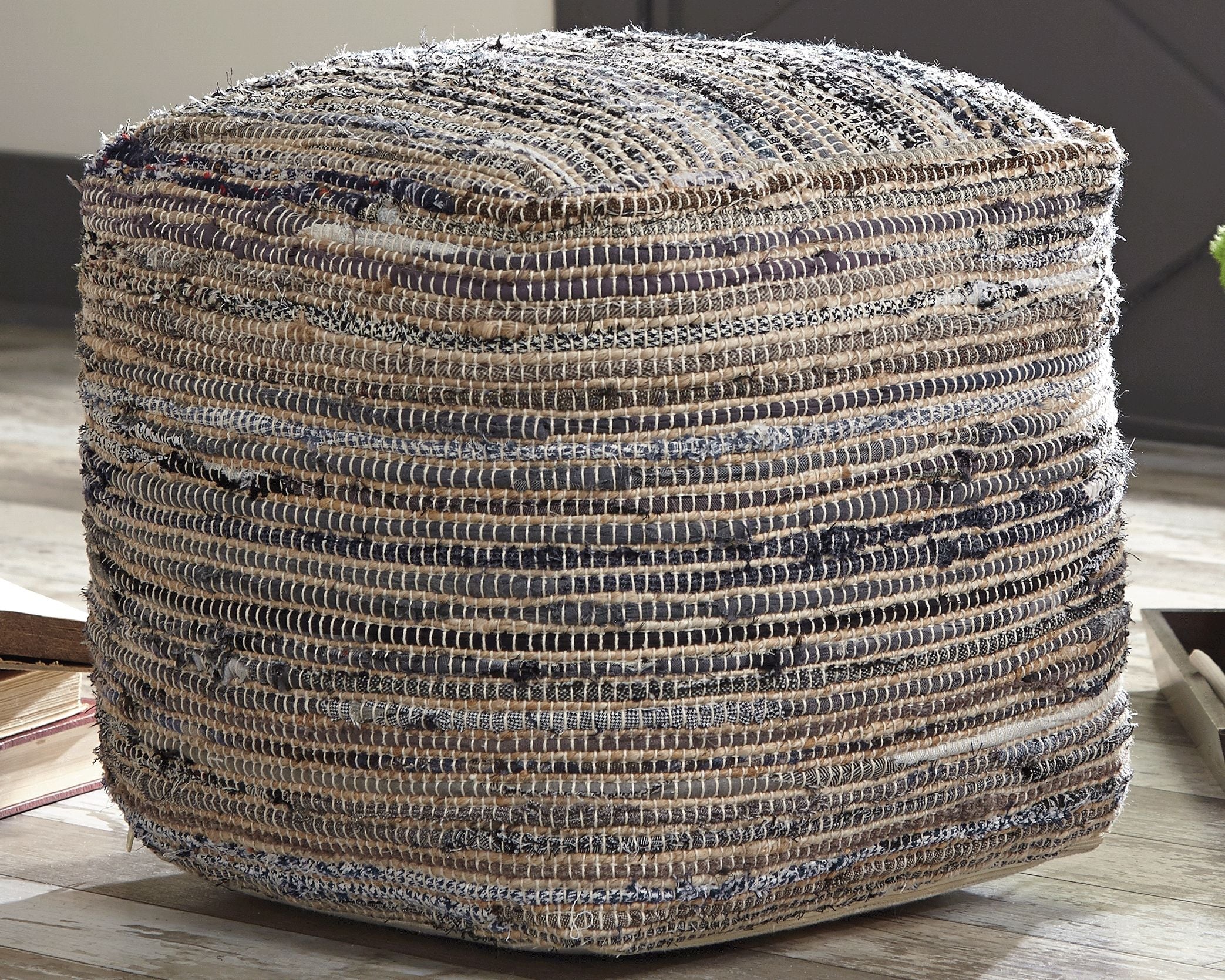 Absalom - Pouf - Denim - Stylish Home Furniture