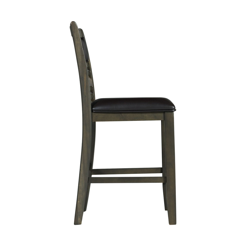 Amherst - Counter Side Chair With PU Cushion (Set of 2) - Gray Finish - Stylish Home Furniture