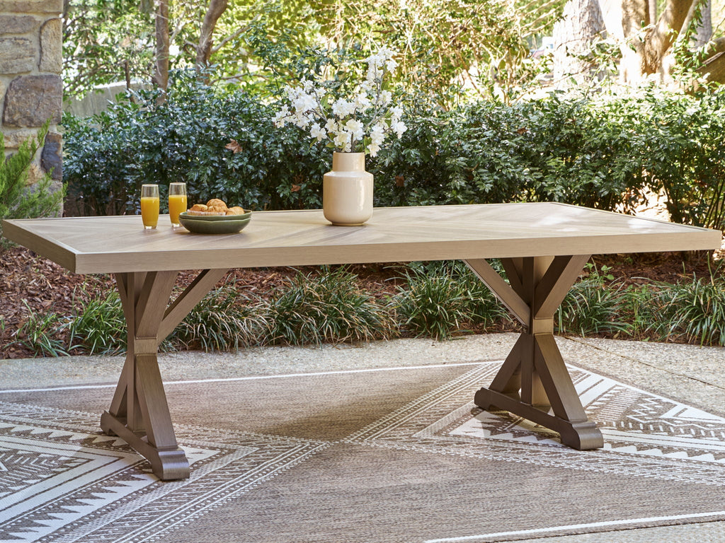 Laguna Heights - Rectangular Dining Table With Umbrella Option - Beige - Stylish Home Furniture