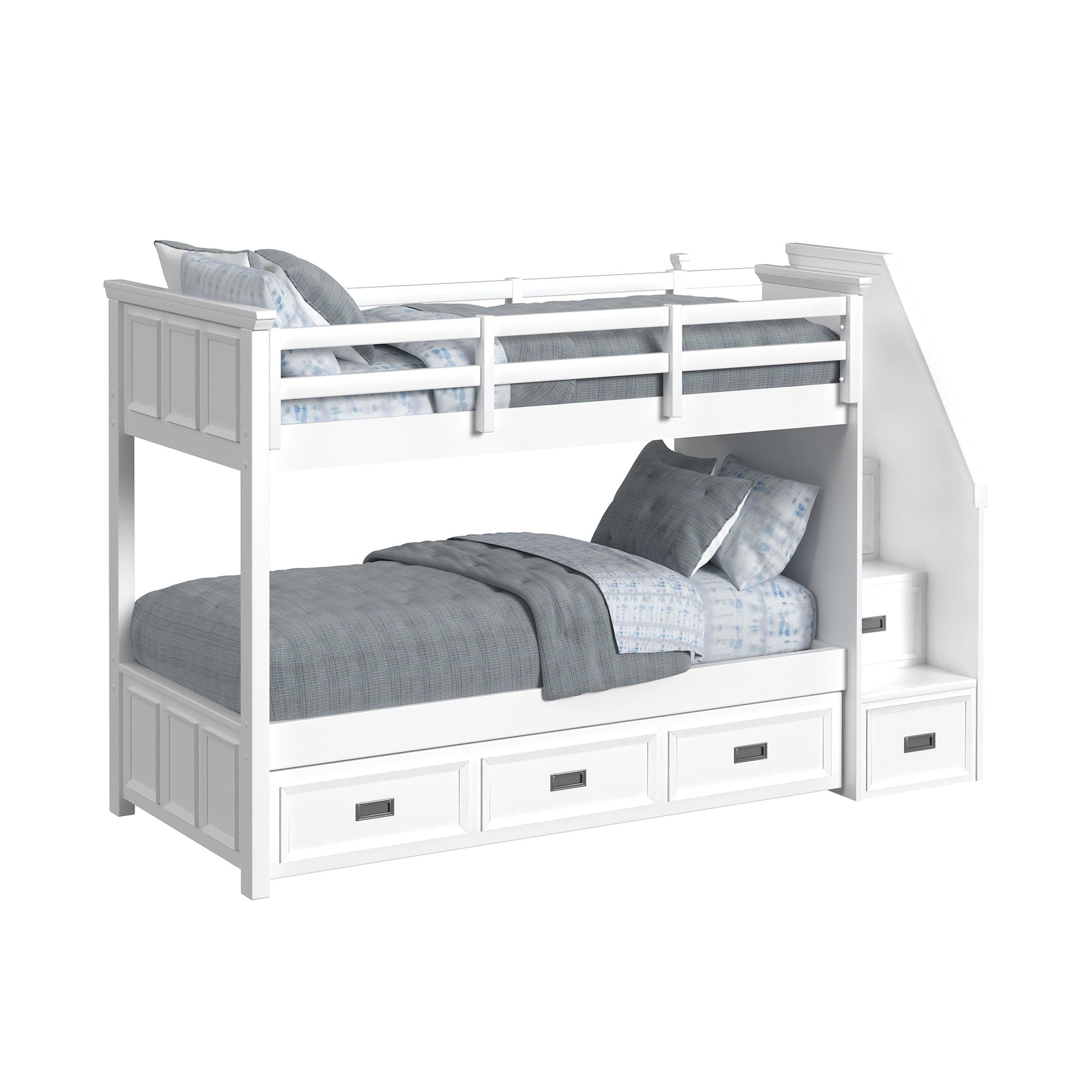 Hampton Kids - Bunk With Staircase And Trundle Bedroom Set - Stylish Home Furniture