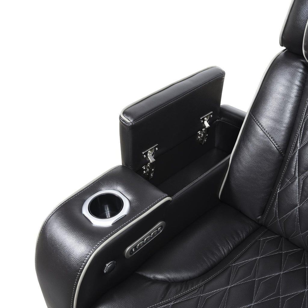 U70 - Power Reclining With Power Headrest, Massage, Heat, Ambient Lighting, Storage Arms / USB - Black - Stylish Home Furniture