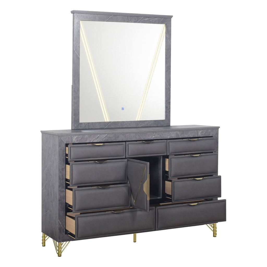 Symmetry - Lighted Mirror - Charcoal - Stylish Home Furniture