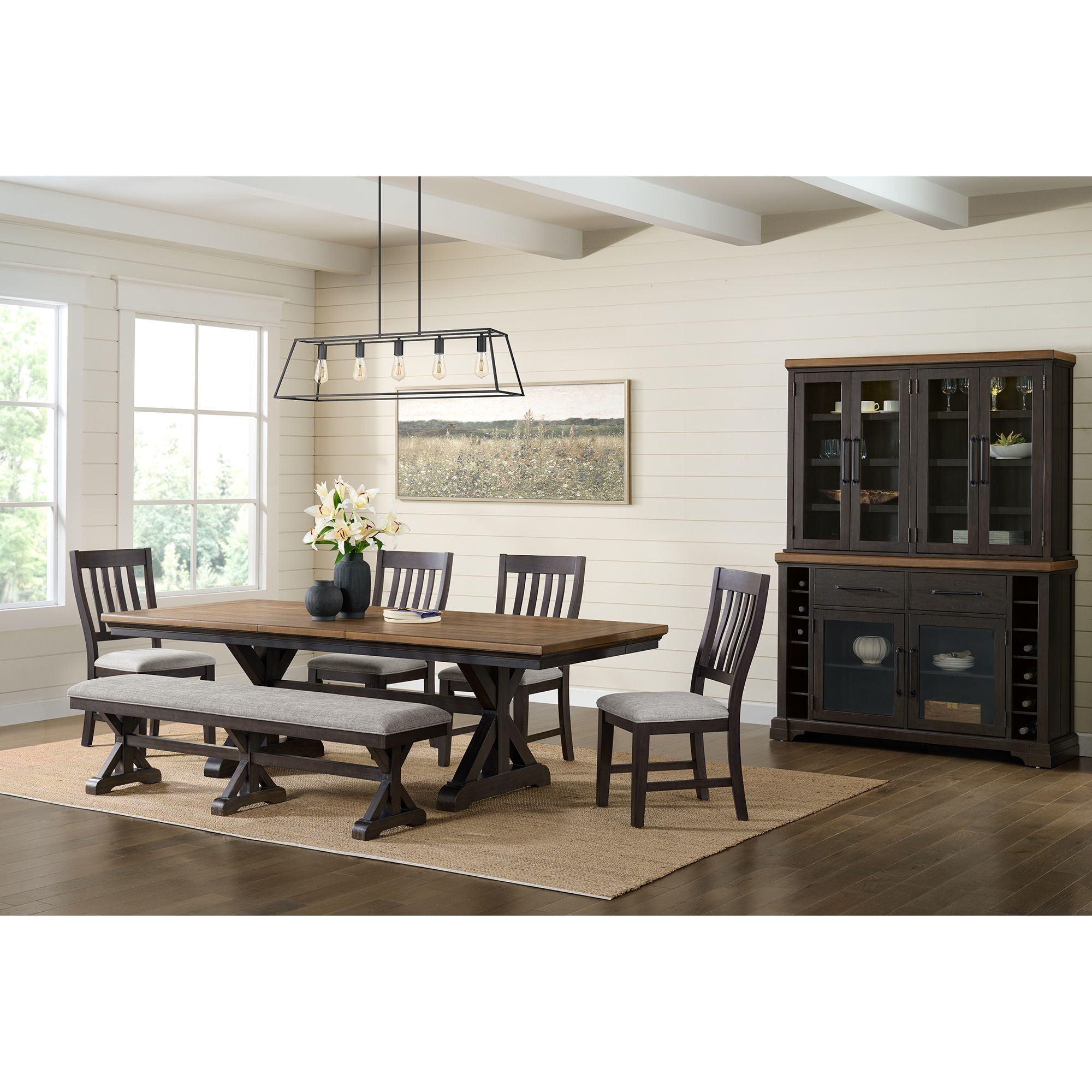 Montrose - Fabric Dining Bench - Espresso / Light Gray - Stylish Home Furniture