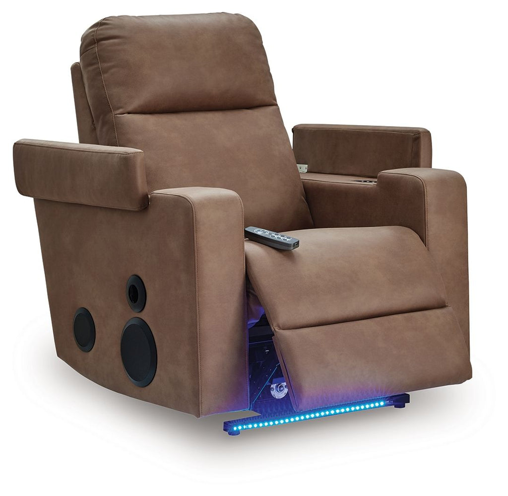 Lorrenton - Glider Power Recliner With Audio System - Caramel - Stylish Home Furniture
