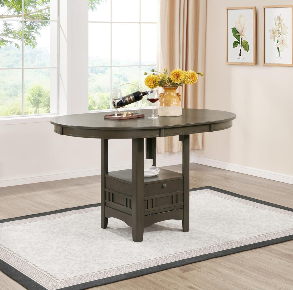 D152 - Counter Height Extension Table Wire Brush - Dark Brown - Stylish Home Furniture