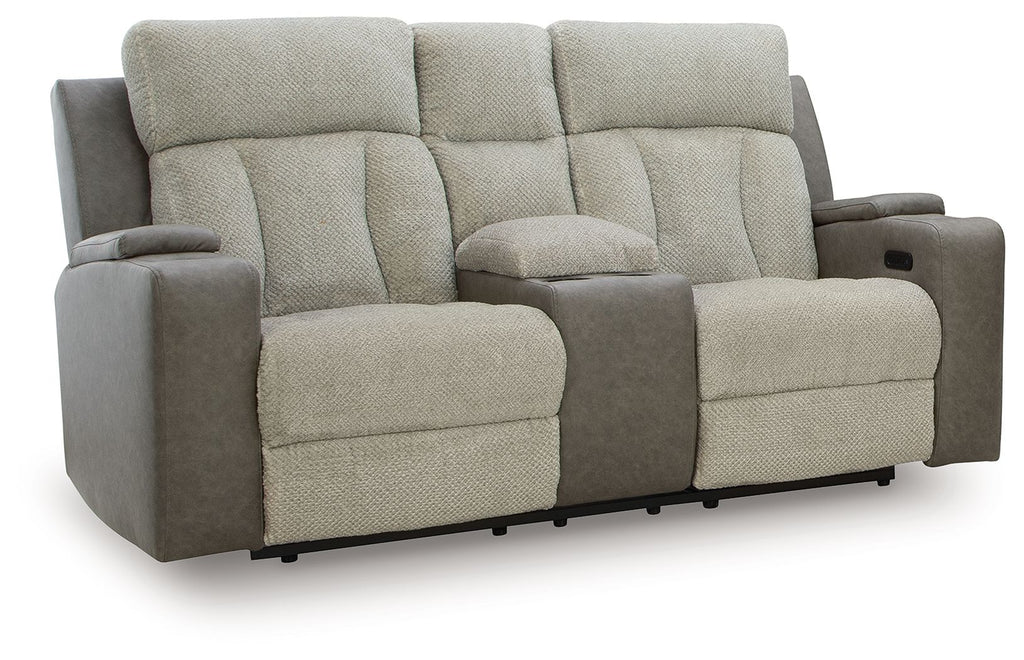 WhipLash - Power Reclining Loveseat With Console / Adj Headrest - Sisal - Stylish Home Furniture