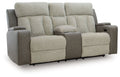 WhipLash - Power Reclining Loveseat With Console / Adj Headrest - Sisal - Stylish Home Furniture