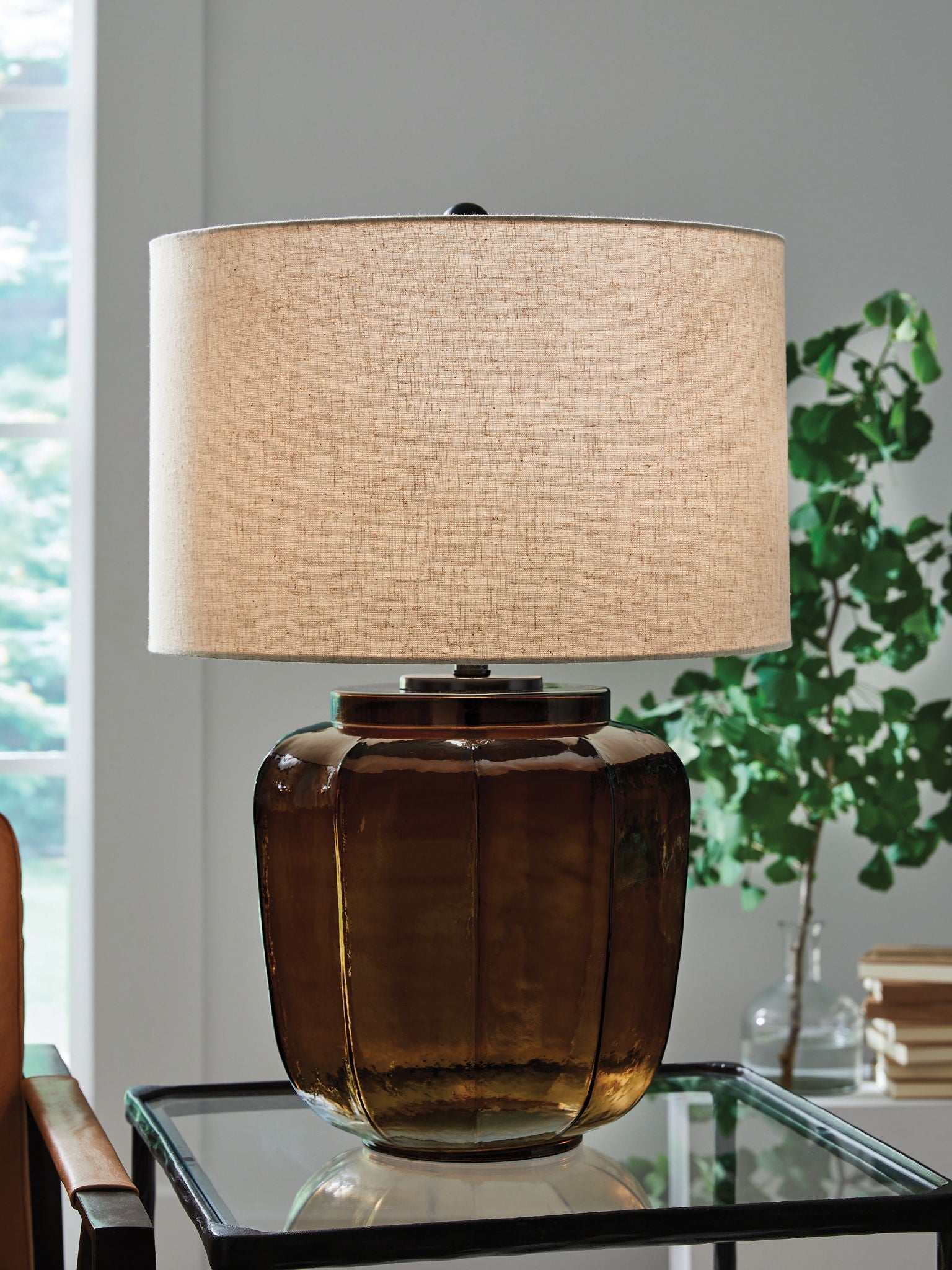 Bainmore - Glass Table Lamp - Amber - Stylish Home Furniture
