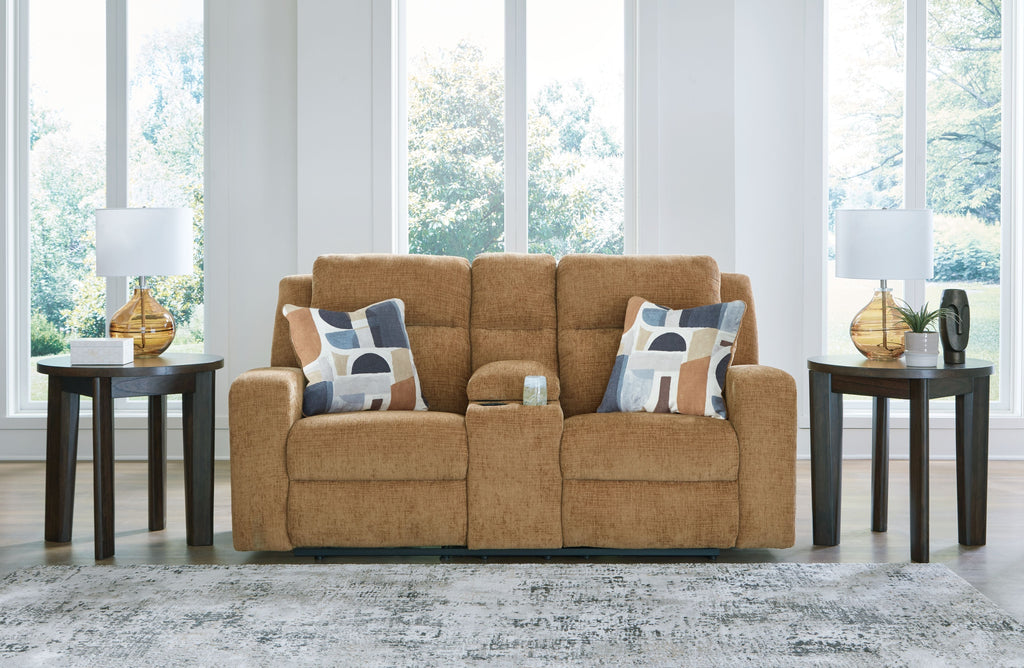 Kanlow - Dbl Reclining Loveseat With Console - Stylish Home Furniture