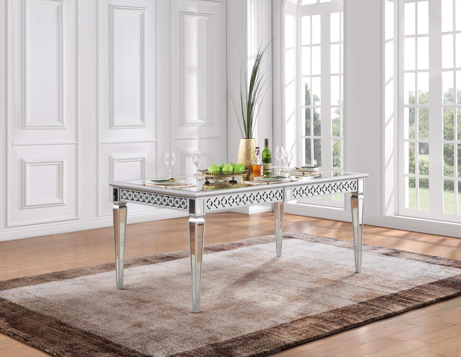 D082 - Dining Table - Shimmer Silver - Stylish Home Furniture