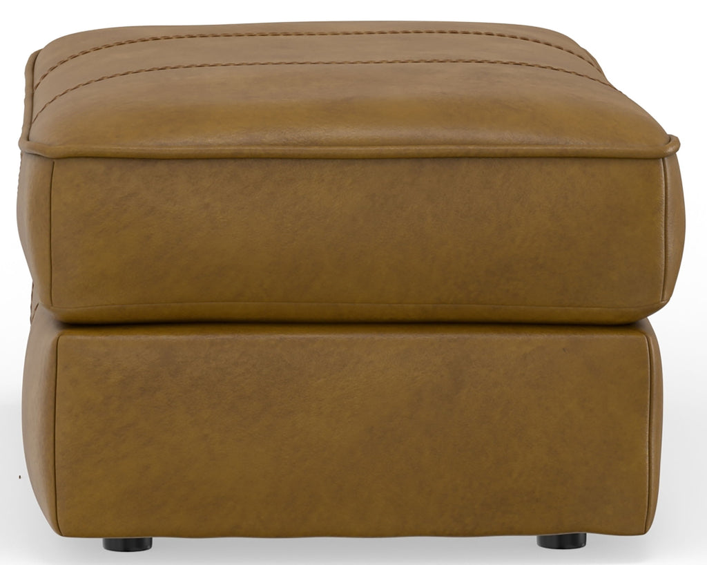 Corvara - Top Grain Italian Leather Match Ottoman - Caramel - Stylish Home Furniture