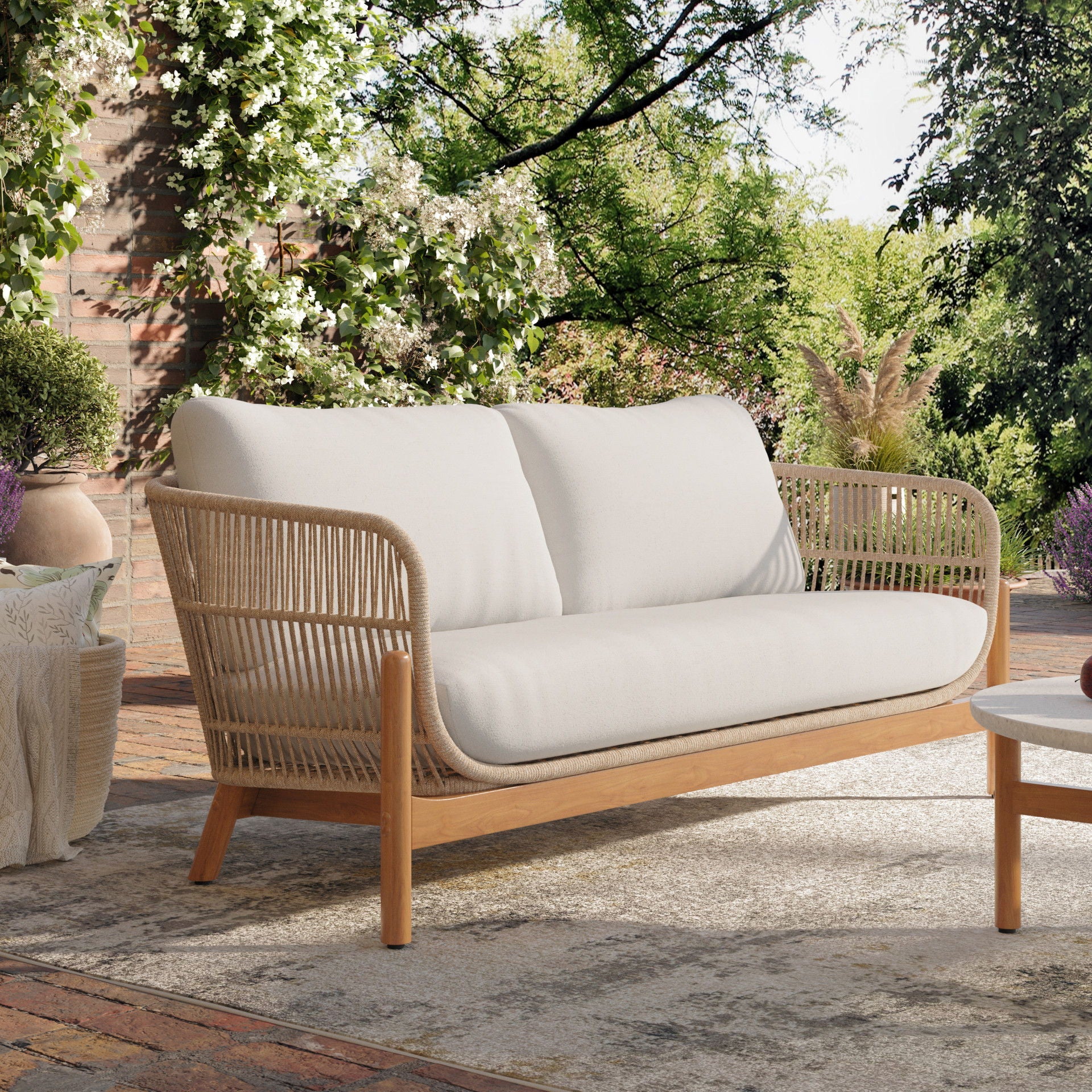 Solstice - Rope Loveseat - Linen Beige - Stylish Home Furniture